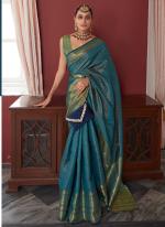 Soft Kanchivaram Aqua Blue Party Wear Zari Work Saree